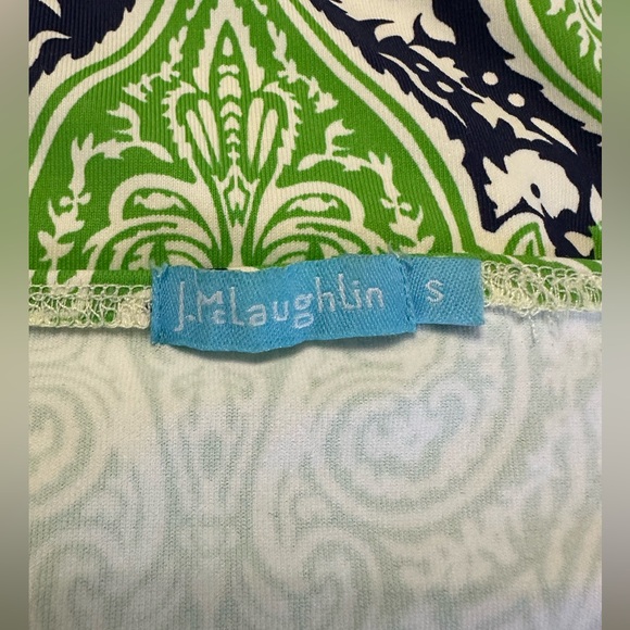 J. McLaughlin Catalina Cloth Sheath Dress in Green, Navy, & White Size Small - Picture 3 of 5